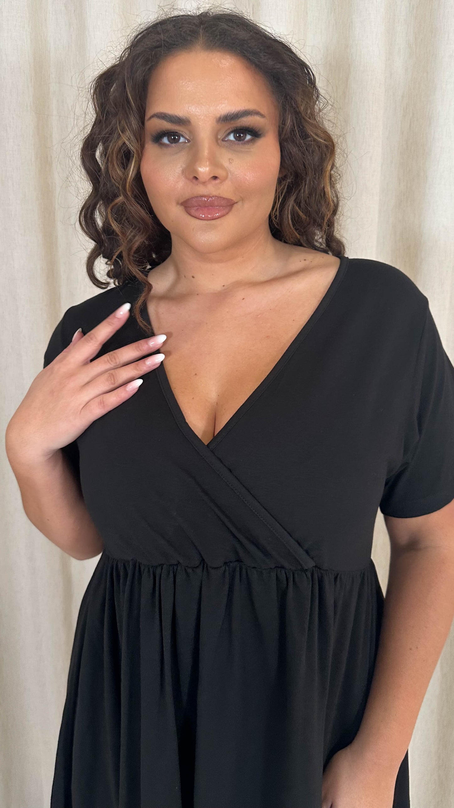 Jasmin Wrap Midi Dress Black
